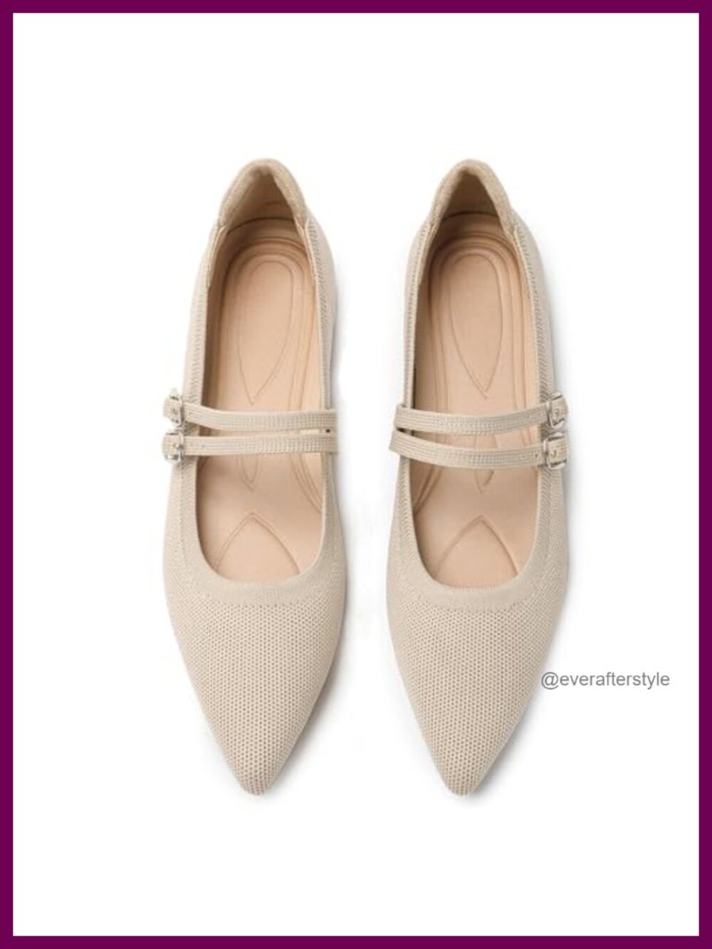 Knit Mary Jane Flats Pointed Toe Memory Foam Ballet Shoes